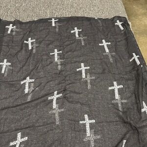 Black Scarf with White Cross Pattern 68” x 40”